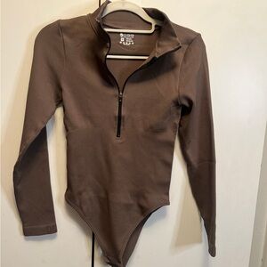 Elegant Brown Long Sleeve Bodysuit